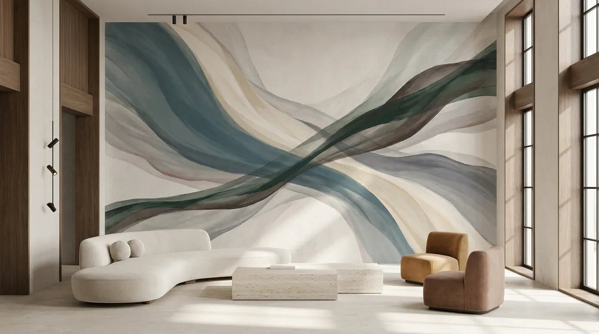 CAEL, décor panoramique abstrait aux lignes fluides pour salon