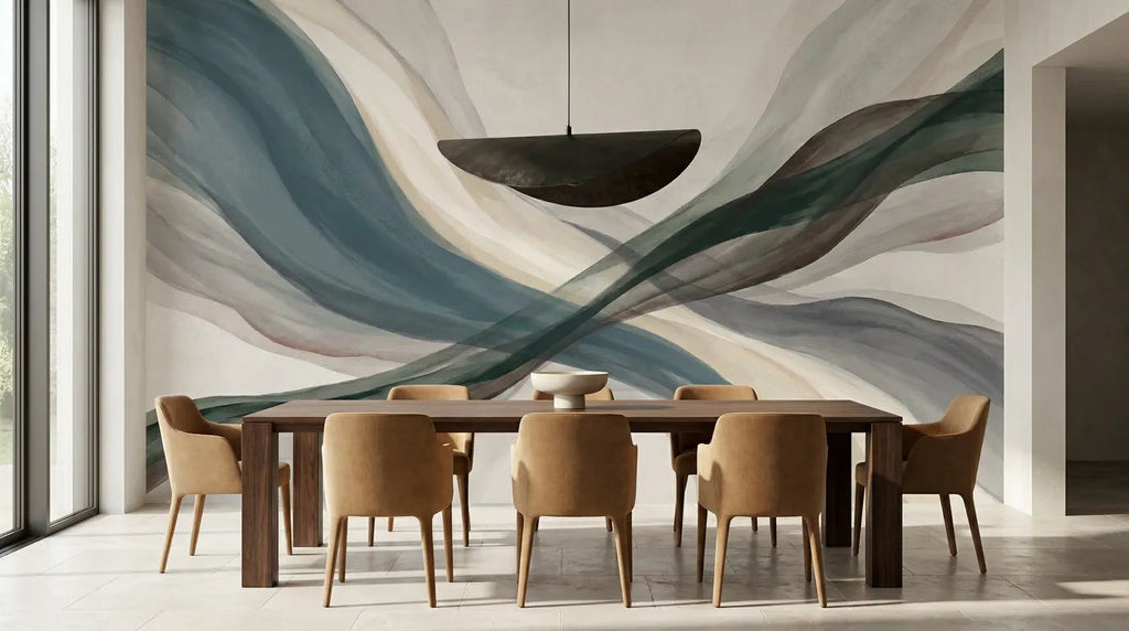 Salle à manger avec le papier peint panoramique Cael