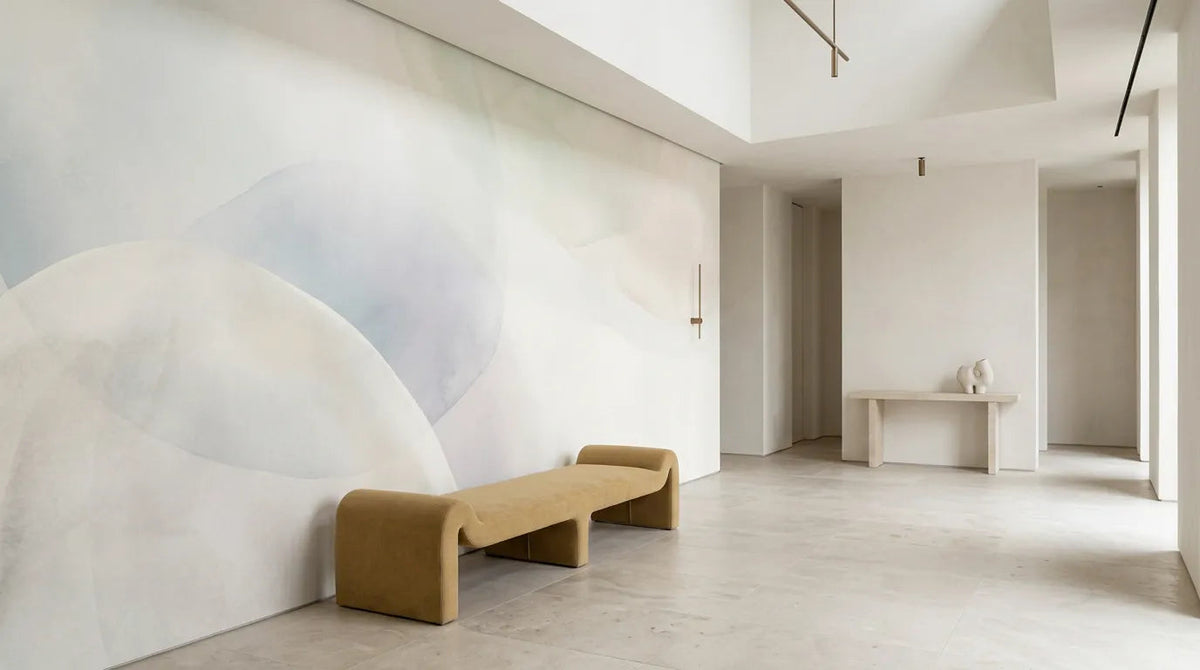 Espace galerie avec le papier peint panoramique Niva